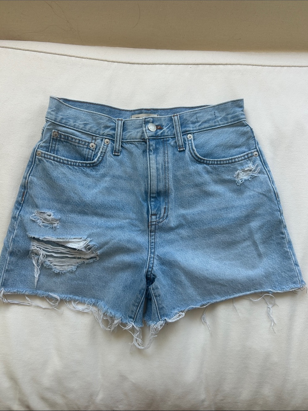 Madewell Light Blue Distressed Denim Cutoff Shorts